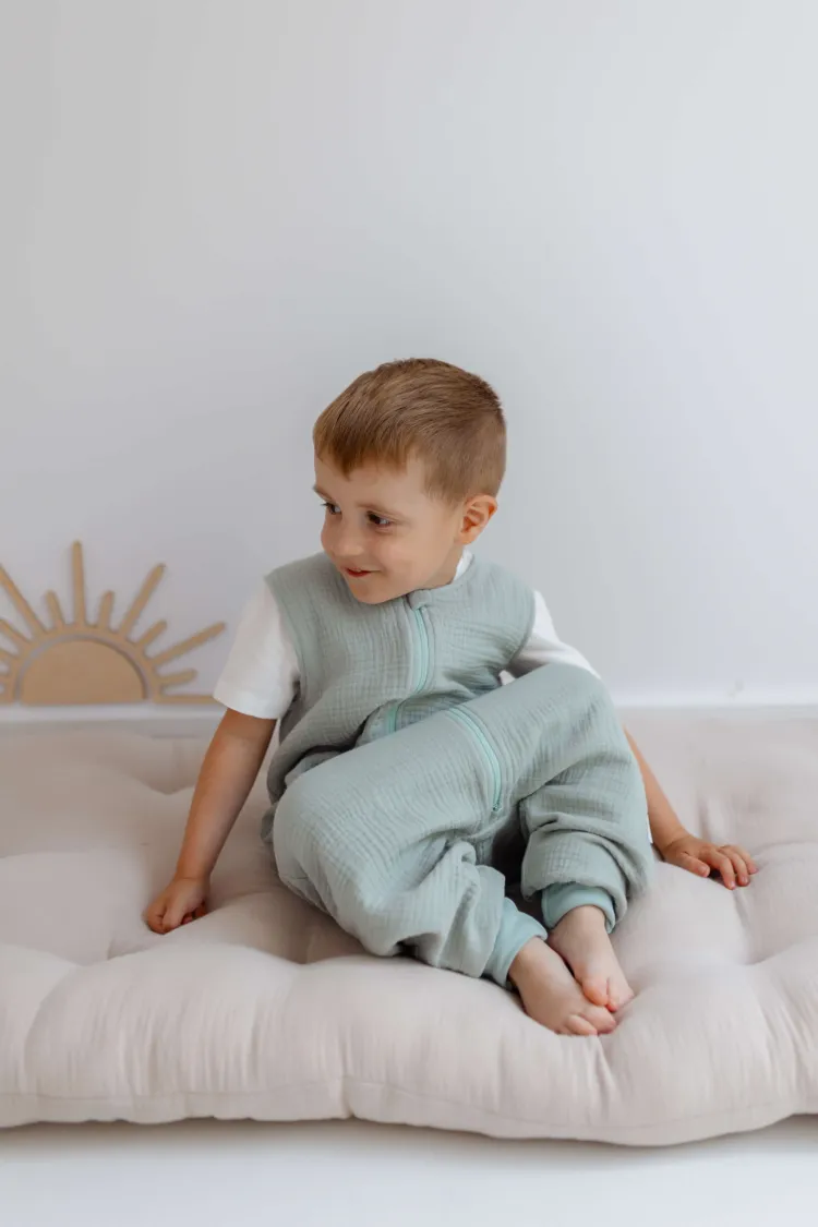Śpiworek z nogawkami 1 tog Muślin miętowy