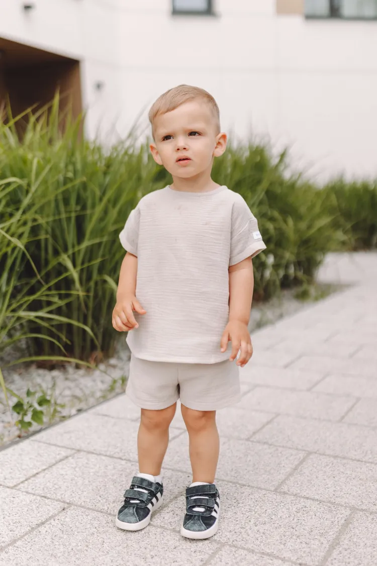 Komplet muślinowy: T-shirt i szorty Naturalny beż