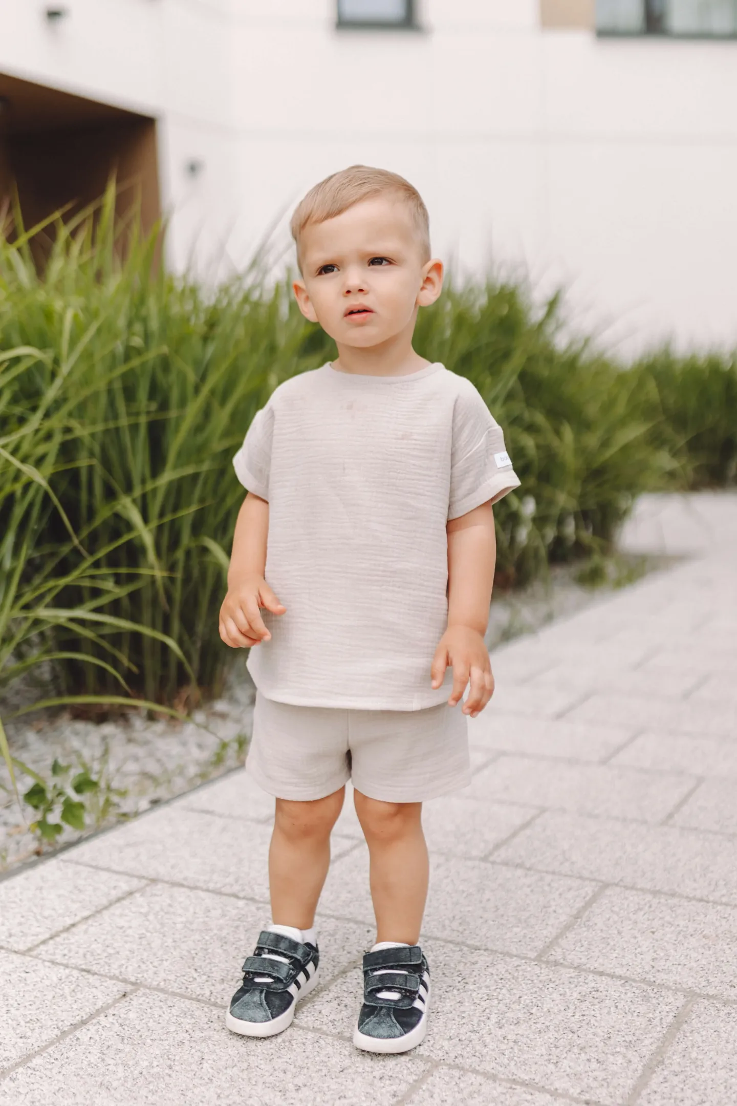 Komplet muślinowy: T-shirt i szorty Naturalny beż